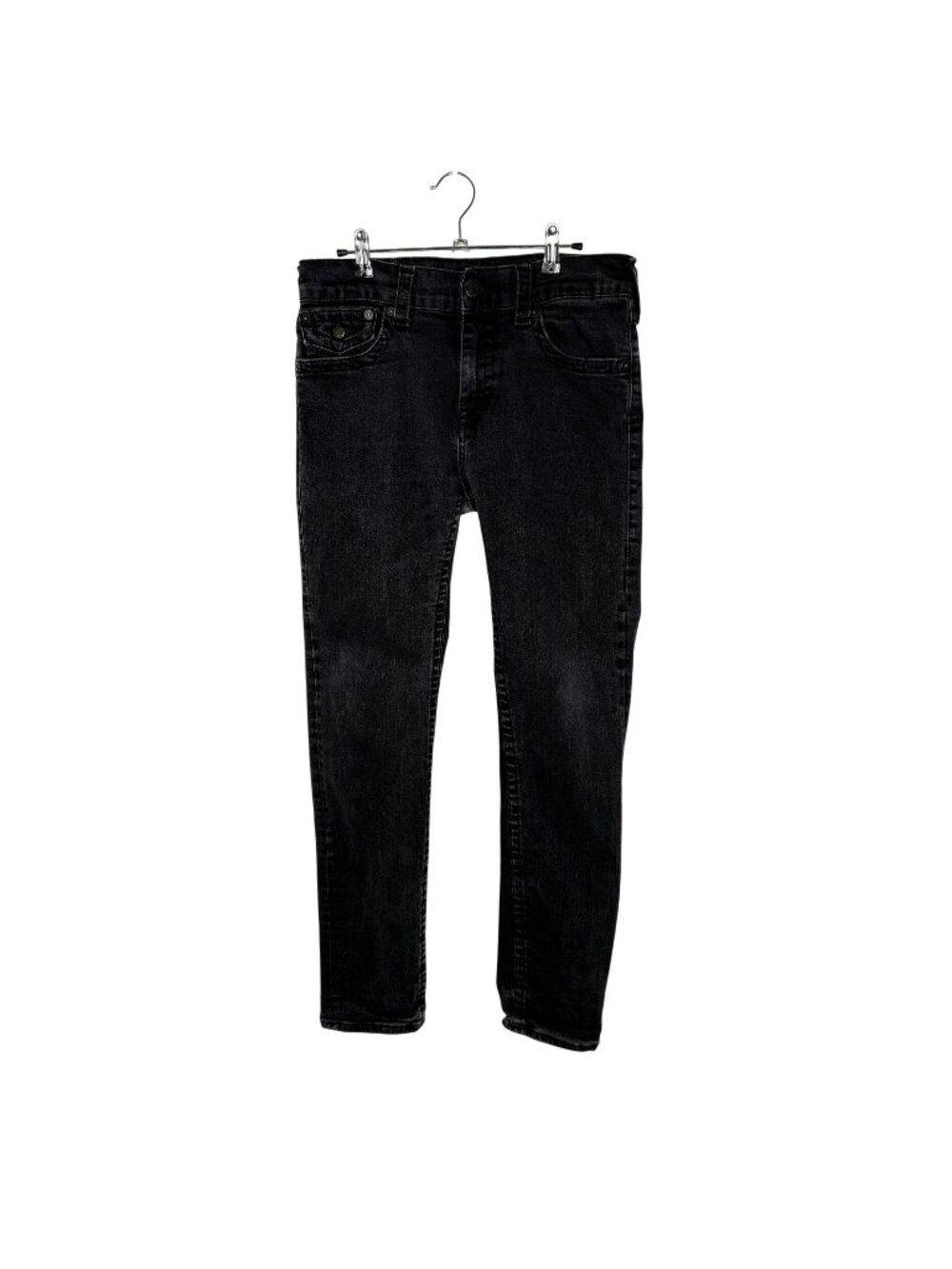 True Religion Black Rocco Back Flap Jeans, 32